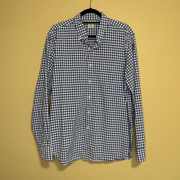 J. Crew Blue Check Button Down | Size L - Picture 2 of 5